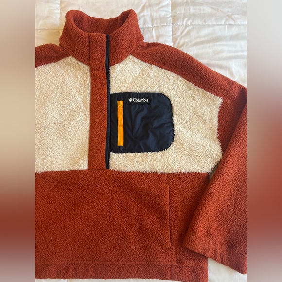 Columbia Lodge Sherpa Fleece Retro Outdoor Cozy Soft Pullover Sweatshirt Medium - Picture 3 of 16